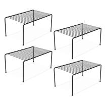 Kit 4 Organizador de Armário 32cm Aramado Cor Preto ou Branco Prateleira Suporte Aço Pratos Gaveta