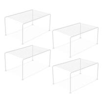 Kit 4 Organizador de Armário 32cm Aramado Cor Preto ou Branco Prateleira Suporte Aço Pratos Gaveta Kit 4 Organizador de Armário 32cm Aramado Cor Preto ou Branco Prateleira Suporte Aço Pratos Gaveta