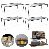 Kit 4 Organizador de Armário 42cm Aramado Cor Preto ou Branco Prateleira Suporte Aço Sapateira