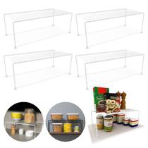 Kit 4 Organizador de Armário 42cm Aramado Cor Preto ou Branco Prateleira Suporte Aço Sapateira