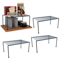 Kit 4 Organizador de Armário Multiuso Médio de 33cm Prateleira Aramado Preto Kit 4 Organizador de Armário Multiuso Médio de 33cm Prateleira Aramado Preto