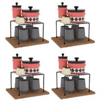 Kit 4 Organizador de Armário Multiuso Pequeno de 22cm Prateleira Aramado Preto