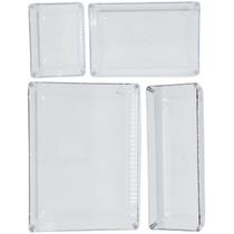 Kit 4 Organizador De Gaveta Acrilico Modular Ideal Para Cozinha Mesa Escritorio Maquiagem
