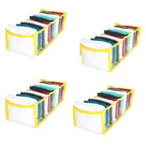 Kit 4 Organizador De Gavetas Amarelo 10x34x10 11 Nichos