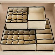 Kit 4 Organizador De Gavetas Em TNT Dobrável Bege Meias Cuecas Sutiãs Acessórios Prático E Laváve Kit 4 Organizador De Gavetas Em TNT Dobrável Bege Meias Cuecas Sutiãs Acessórios Prático E Laváve