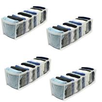 Kit 4 Organizador de Gavetas Transparente e Branco 11 Nichos Colmeia 10x34x10 123Organizei