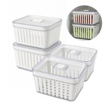 Kit 4 Organizador de Geladeira 3,8 Litros Cesto Com Tampa Multiuso Alimento Verdura e Vegetal Kit 4 Organizador de Geladeira 3,8 Litros Cesto Com Tampa Multiuso Alimento Verdura e Vegetal