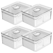 Kit 4 Organizador De Geladeira Clear Fresh C/ 2 Cestos 2,2l P/ Frutas E Legumes Ou