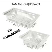 Kit 4 Organizador de Geladeira com Escorredor Interno -Plástico Ajustável para Legumes, Saladas Kit 4 Organizador de Geladeira com Escorredor Interno -Plástico Ajustável para Legumes, Saladas
