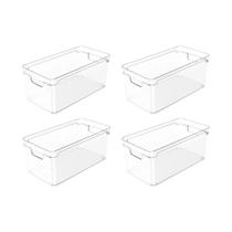 Kit 4 Organizador De Geladeira Cozinha Com Alça Clear 30Cm