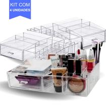 Kit 4 Organizador De Maquiagem Gavetas Cosméticos Acrílico