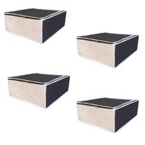 Kit 4 Organizador de Nylon 40x40x11 Preto Toalhas Edredom Kit 4 Organizador de Nylon 40x40x11 Preto Toalhas Edredom