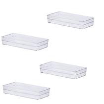 Kit 4 Organizador Diamond Transparente 30x15x5,2