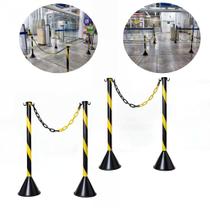 Kit 4 Organizador Fila Pedestal Separador + 10m Corrente Elo