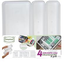 Kit 4 Organizador Gavetas Divisor Porta Talheres Cozinha 0800 - DASPLAST