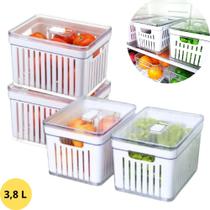 Kit 4 Organizador Geladeira 3,8 Litros Com Cesto