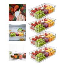 Kit 4 Organizador Geladeira Empilhável 2,8l Transparente Clear Fresh Ou Kit 4 Organizador Geladeira Empilhável 2,8l Transparente Clear Fresh Ou