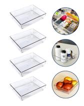 Kit 4 Organizador Grande Gavetas Multiuso Acrílico