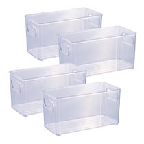 Kit 4 Organizador Multiuso 10x20cm transparente para Geladeira Armário cozinha banheiro despensa alça plasutil etc Kit 4 Organizador Multiuso 10x20cm transparente para Geladeira Armário cozinha banheiro despensa alça plasutil etc