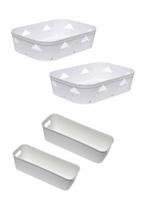 Kit 4 Organizador Multiuso Branco Gaveta Armário 2 Tamanhos