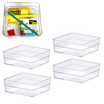 Kit 4 Organizador multiuso quadrado para utensílios cozinha pincel maquiagem gaveta closet Paramount