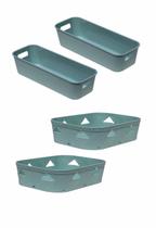 Kit 4 Organizador Multiuso Verde Gaveta Armário 2 Tamanhos