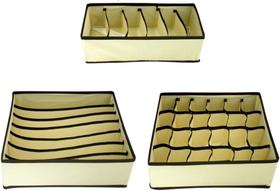 Kit 4 Organizador Para Gavetas com Divisórias Roupas Intima Meias Cor Bege