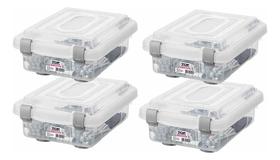 Kit 4 Organizador Plástico Multiuso Empilhável Rígida Trava 1L Kit 4 Organizador Plástico Multiuso Empilhável Rígida Trava 1L