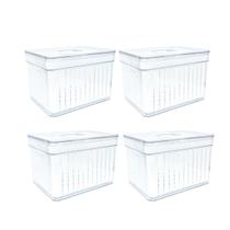 Kit 4 Organizador Prateleira Geladeira Transparente 3,8L Cesto Escorredor P/Alimentos Verduras Fruta