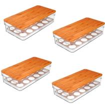 Kit 4 Organizador Tampa Bambu 13,5X15,5X30,5Cm Clear - Ou