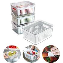 Kit 4 Organizadores 2,2 Litros Geladeira Acrílico para Legumes Vegetais Frutas Verduras Cozinha OU