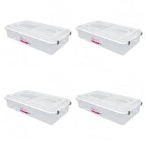 Kit 4 Organizadores 51L Transparente C/Tampa Prática-Sanremo Kit 4 Organizadores 51L Transparente C/Tampa Prática-Sanremo