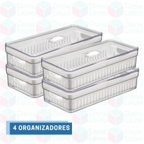 Kit 4 Organizadores Com Cesta E Tampa Guardar Verduras Frutas