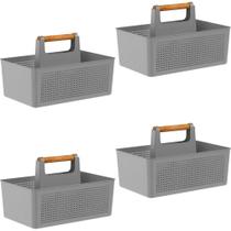Kit 4 Organizadores Com Divisórias 21,5 x 34,6 x 22,4cm Cinza Kit 4 Organizadores Com Divisórias 21,5 x 34,6 x 22,4cm Cinza