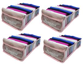 Kit 4 Organizadores de Camisetas Transp. e Rosa 543 VB Home