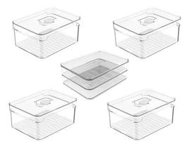 Kit 4 Organizadores De Geladeira 2,2l E Porta Frios Duplo Ou