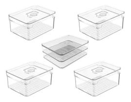 Kit 4 Organizadores De Geladeira 2,2L E Porta Frios Duplo Ou Kit 4 Organizadores De Geladeira 2,2L E Porta Frios Duplo Ou