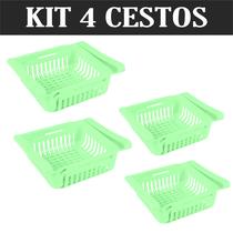 Kit 4 Organizadores de Geladeira Ajustável Cestinhas Porta Ovos Gaveta de Frutas