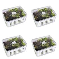 Kit 4 Organizadores de Geladeira Clear Fresh Com Cesto 2,2l