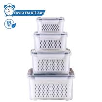 Kit 4 Organizadores de Geladeira Potes Herméticos Cesto Interno Escorredor Cozinha Kit 4 Organizadores de Geladeira Potes Herméticos Cesto Interno Escorredor Cozinha