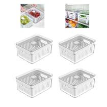 Kit 4 Organizadores Geladeira 2,2 Litros Alimentos Vegetais Kit 4 Organizadores Geladeira 2,2 Litros Alimentos Vegetais