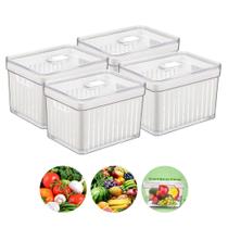 Kit 4 Organizadores Geladeira 3,8L Acrílico para Alimentos Verduras Legumes