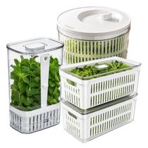 Kit 4 Organizadores Geladeira Cesto 5L Secador Salada Tempero Alimentos Frutas Vegetais Armário Kit 4 Organizadores Geladeira Cesto 5L Secador Salada Tempero Alimentos Frutas Vegetais Armário