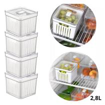 Kit 4 Organizadores Geladeira Clear Fresh 2,8l Cesto Tampa Kit 4 Organizadores Geladeira Clear Fresh 2,8l Cesto Tampa