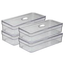 Kit 4 Organizadores Geladeira com Tampa 3,6L Tela Porta Ovos Multiuso