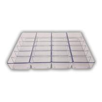 Kit 4 Organizadores Modelo 6 divisórias Acrílico Transparente Meias Cuecas Gavetas Empalhável