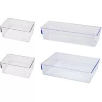 Kit 4 Organizadores Modular Multiuso Retangular Acrílico Cristal - Cód 1030 - Plastutti