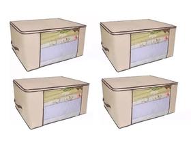 Kit 4 Organizadores Multiuso Marfim 60x45x30cm 621 VB Home Kit 4 Organizadores Multiuso Marfim 60x45x30cm 621 VB Home