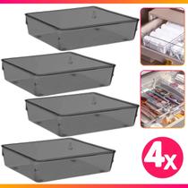 Kit 4 Organizadores Multiuso Modular Gavetas Armário Pote Acrílico Empilhável