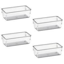 Kit 4 Organizadores Multiuso - Pote Acrílico Cristal Acrimet 971
